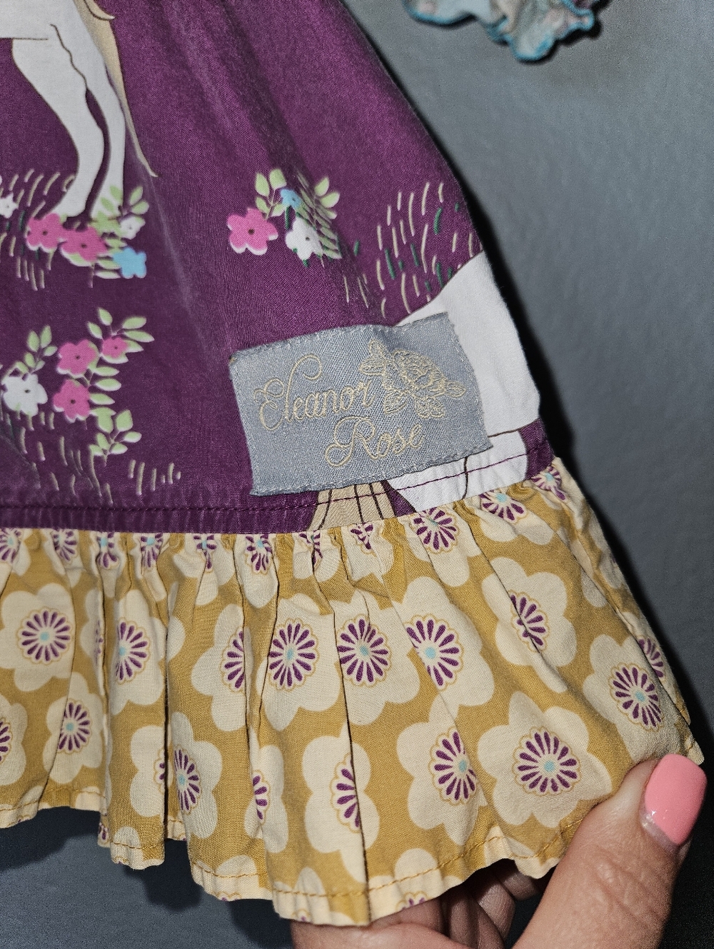 Eleanor Rose Dress Rhonda Style Girls 4-5 Unicorn Floral Print - Picture 4 of 7
